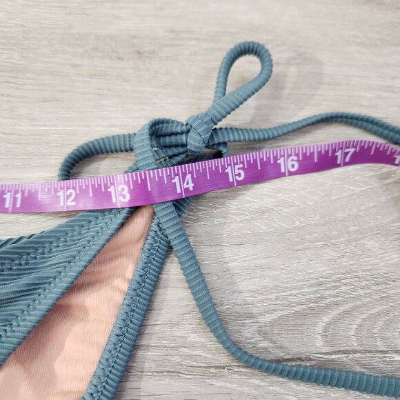 J. Crew Green Ribbed Curved Waist Cheeky String Bikini Bottom New W Tags Women L - Picture 4 of 16